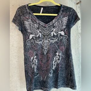 American Age black sheer t shirt